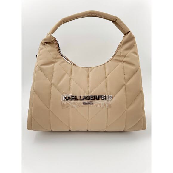 Karl Lagerfeld Paris Truffle Quilted Nylon Hobo Bag – New with Tags - Picture 1 of 5